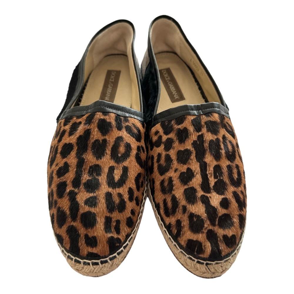 Dolce & Gabbana Women's Flats Leopard-print fabric Espadrilles Sz. 11